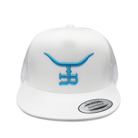 Teal WHT Flatbill Trucker Snapback Unisex OSFM