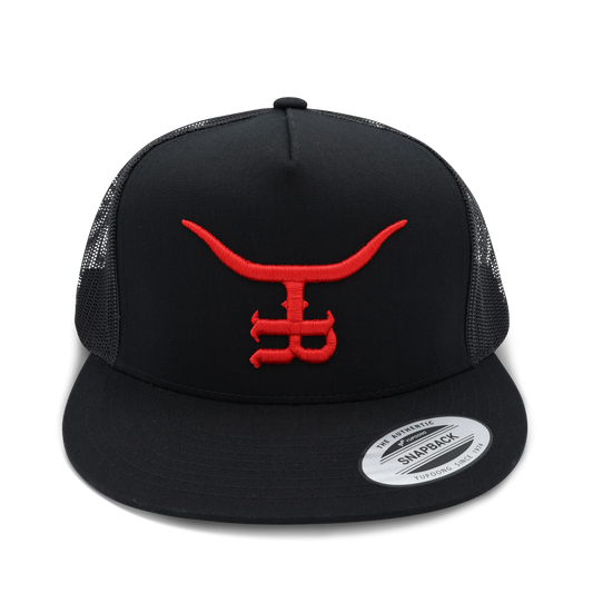 Bl33ding Bull BLK Flatbill Trucker Snapback Unisex OSFM
