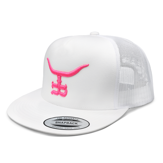 HOTSHOT WHT Flatbill Trucker Snapback Unisex OSFM