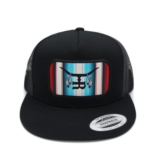 Sitting Bull BLK Flatbill Trucker Snapback Unisex OSFM