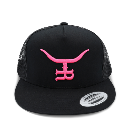 Hot Shot BLK Flatbill Trucker Snapback Unisex OSFM