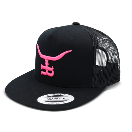 Hot Shot BLK Flatbill Trucker Snapback Unisex OSFM